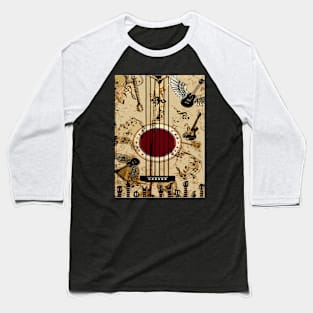 Guitars and Music Abstract Design Print Baseball T-Shirt